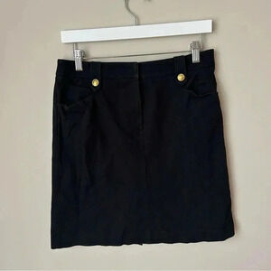 J. McLaughlin Black Denim Mini Pencil Skirt Side Pocket Women’s Size 6